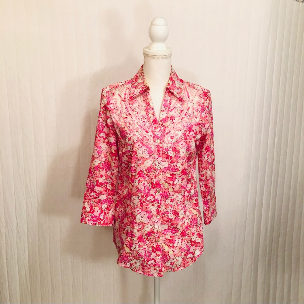 Robert Graham Multicolored Floral Button Down Top